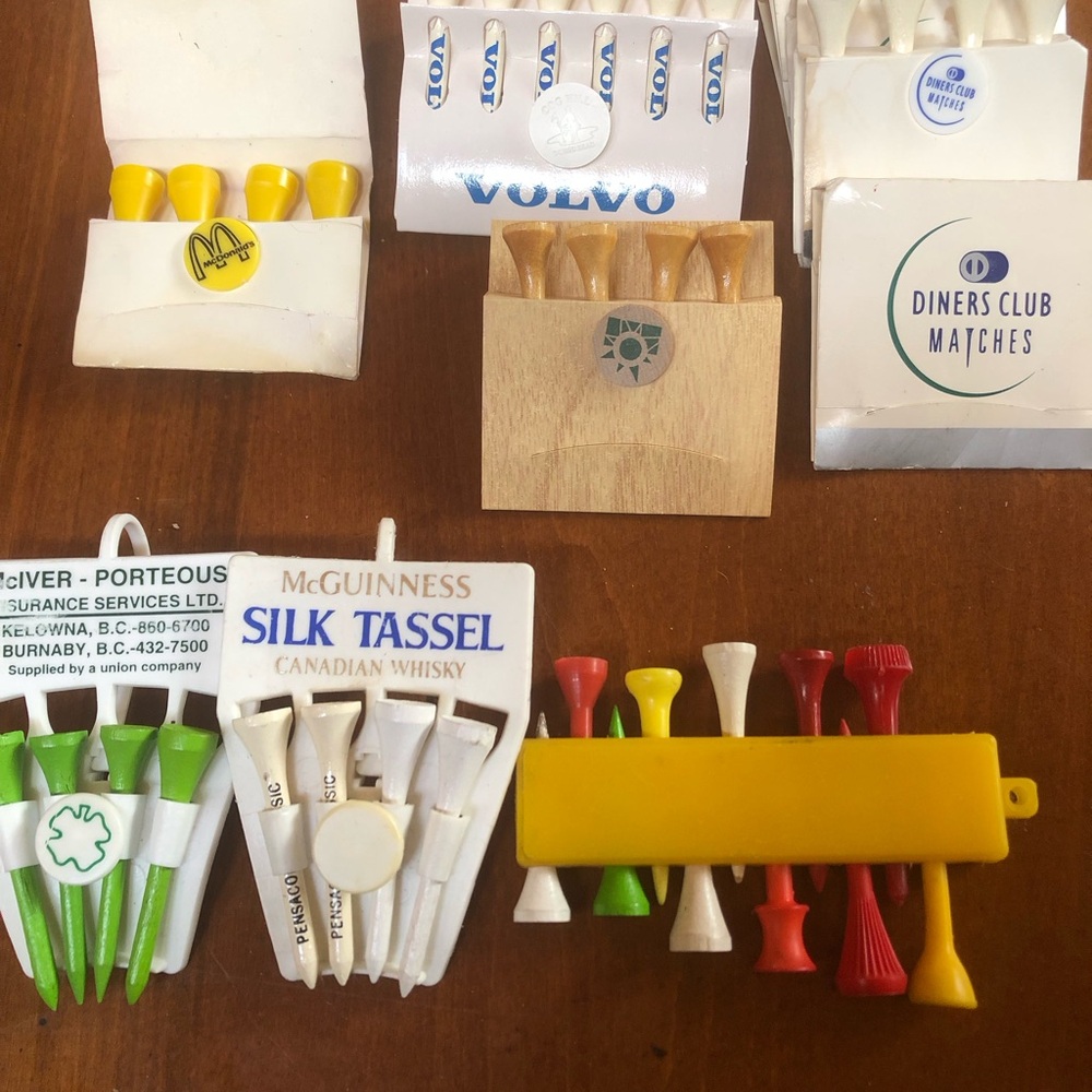 Vintage Golf Tees Lot with Bright Multicolor Tees